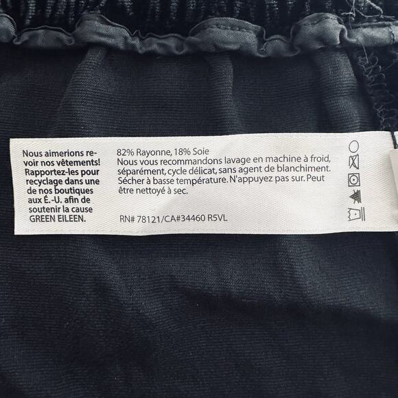 Eileen Fisher XL Black Velvet Wide Leg Pant Luxury Holiday Comfort Stretch Lined - Picture 6 of 7